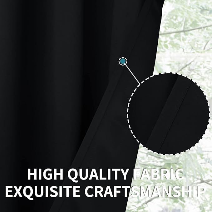 BGment Black Blackout Curtains for Living Room - Grommet Thermal Insulated Room Darkening Energy Saving Curtains for Bedroom, Set of 2 Panels, 42 x 84 Inch