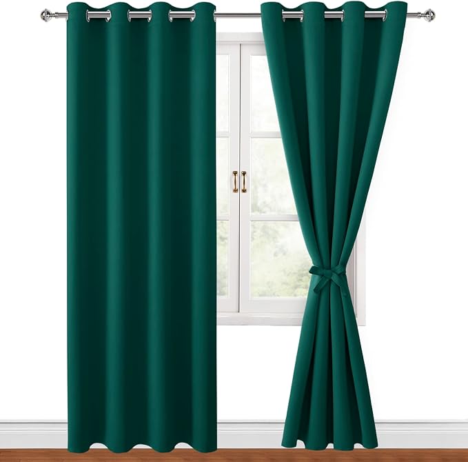 Blackout Curtains for Bedroom, Hunter Green, 52 x 84 Inch, 2 Panels | Thermal - Image 8