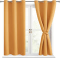 Short Blackout Curtains for Bedroom, Pumpkin Orange, 42 x 45 Inch | Thermal by Hiasan