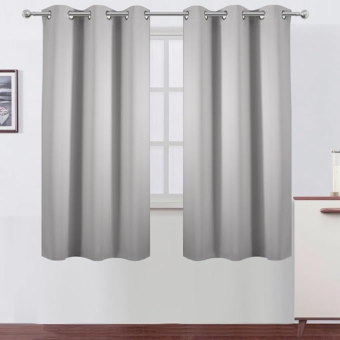 Light Grey Blackout Curtains/38 x 54 Inch/Set of Two Panels Grommet Living Room by Lemomo
