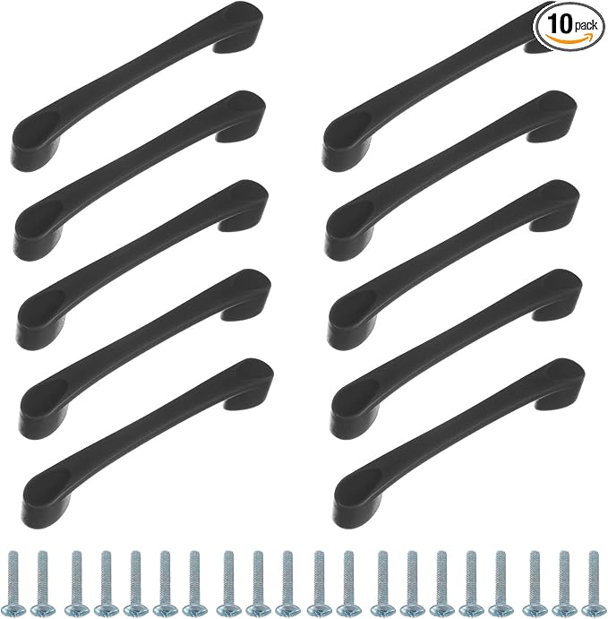 uxcell 10 Pack Plastic Cartoon Drawer Pulls, 5" ABS Closet Wardrobe Door Handle Furniture Accessory for Home Kitchen Cupboard, Black
