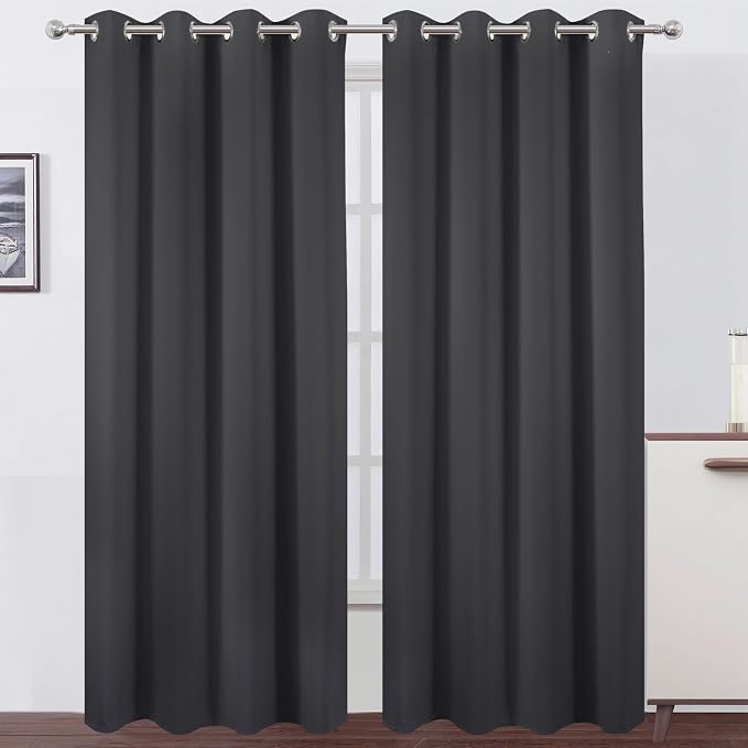 Blackout Curtains 52 x 108 inch/Dark Grey Curtains Set of 2 Panels/Thermal by Lemomo