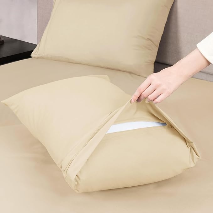 Mejoroom Twin Sheet Set - Hotel Collection Twin Sheets - Bedding Sheets & Pillowcases with Deep Pocket Fitted Sheet, Breathable, Wrinkle & Fade Resistant - 3 Piece(Taupe)