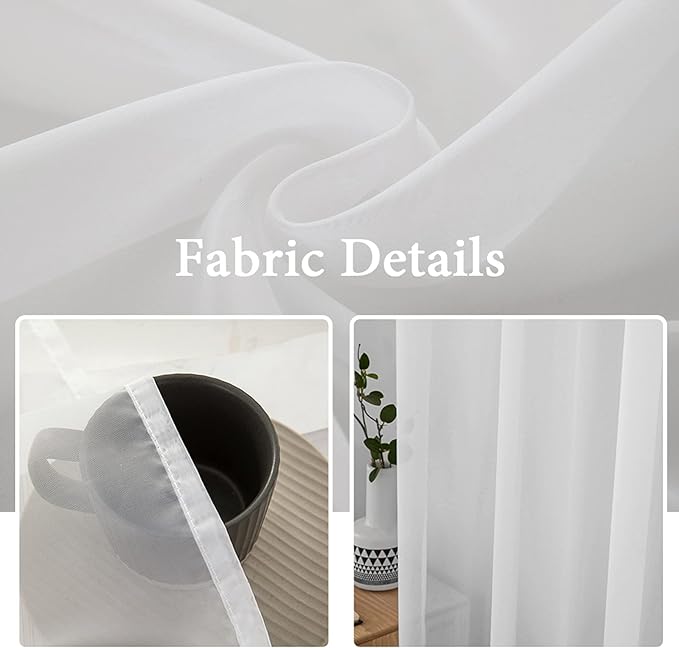 MIULEE 2 Panels White Sheer Curtains - Image 2