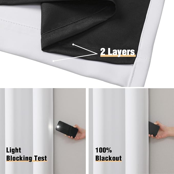 ChrisDowa White 100% Blackout Curtains - Image 4