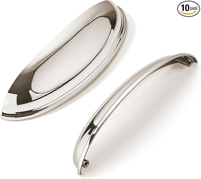 khtumeware 10 Pack 5" Drawer Pulls Polished Nickel Cabinet Cup Pulls Kitchen Hardware Cabinet Handles Drawer Handles Knobs 5 inch Hole Center