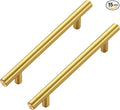 JOY DECOR 15 Pack Cabinet Handles, Gold Cabinet Pulls, 5 in Hole Center Kitchen Cabinet Handles, Stainless Steel T Bar Handles for Dresser Drawers