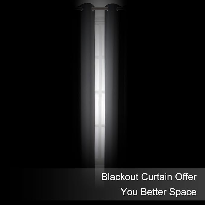 Blackout Curtains 66 x 95 inch/Frost Grey Curtains Set of 2 Panels/Thermal - Image 3