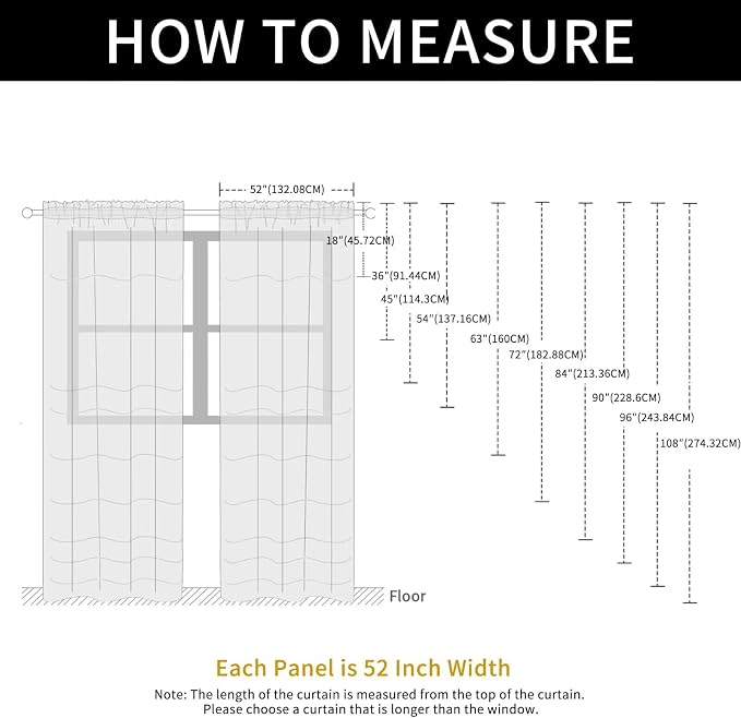 SpaceDresser Check Sheer Curtains 108 Inches Long - Image 5