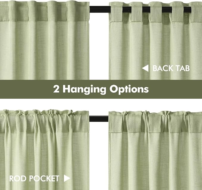MIULEE Sage Green Kitchen Curtain 30 Inches Length 2 Panels Farmhouse | - Image 5