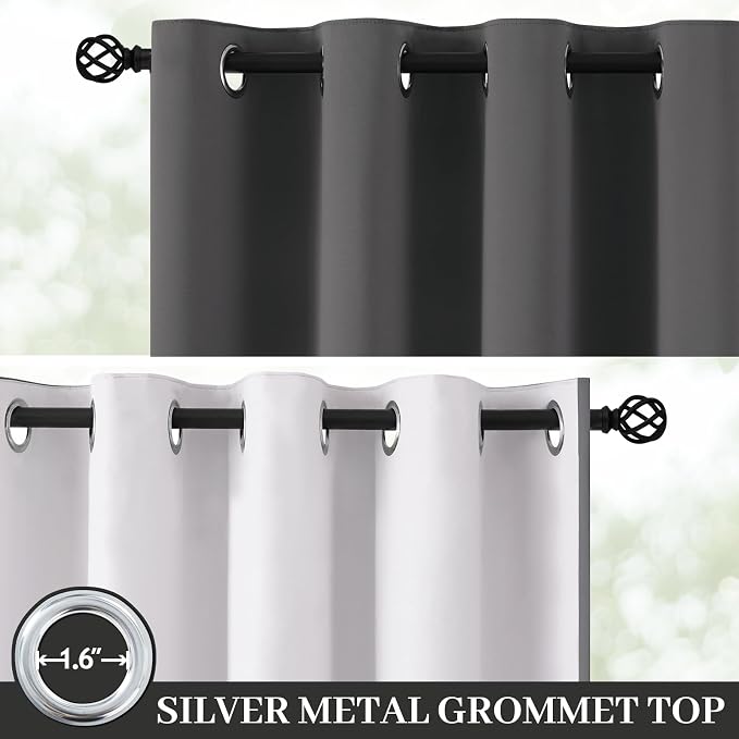 Yakamok Charcoal Grey 100% Blackout Curtains 63 Inches Long 50" Wide 2 Panel - Image 2