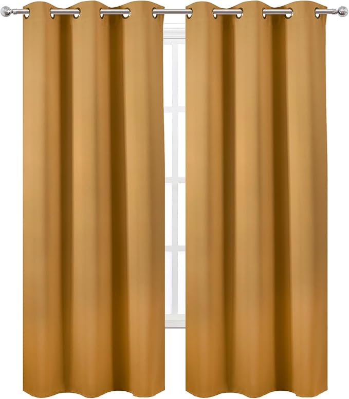 Mustard Yellow Thermal Blackout Curtains/42 x 95 Inch/Set of 2 Panels Room - Image 2