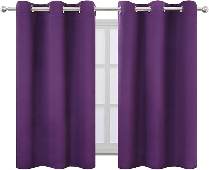 Purple Blackout Curtains 42 x 54 Inch Length Set of 2 Panels Grommet Bedroom - Image 2