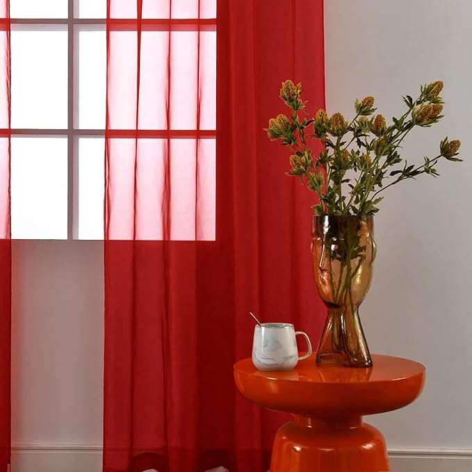 SpaceDresser Sheer Voile Window Treatment Rod Pocket Curtain Panels - Image 2