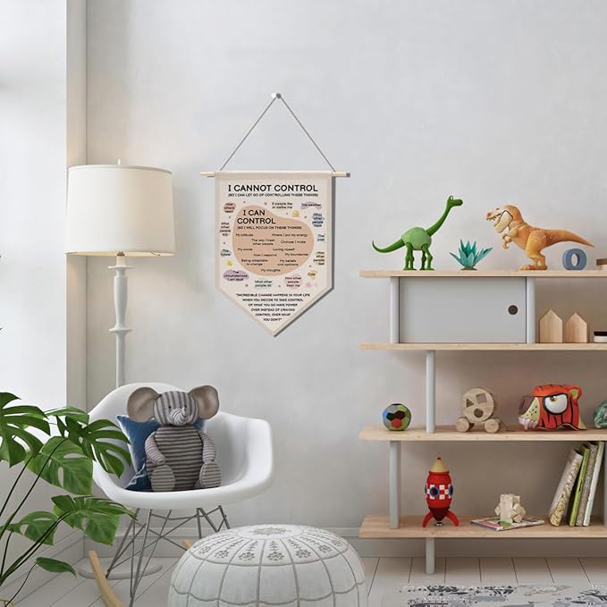 Therapist Office Decor, Boho Classroom Decor Canvas Hanging Pennant Flag Banner Wall Sign Decor for Bedroom Classroom Playroom Game Room Front Door
