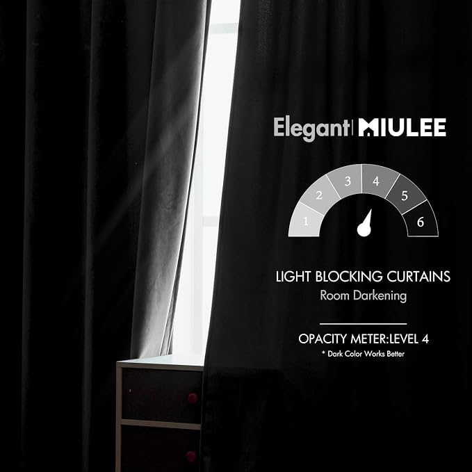 MIULEE Velvet Curtains 52x84 inches 2 Panels Gray Blackout Curtains | Luxury - Image 5