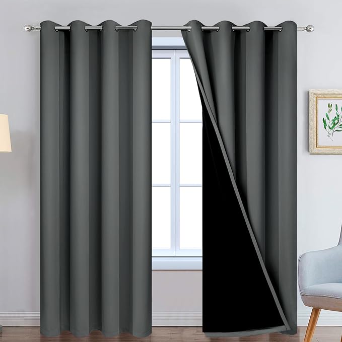 Yakamok Dark Grey 100% Blackout Curtains 90 Inches Long 52" Wide 2 Panels | by Yakamok