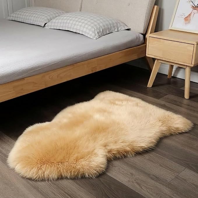 IRIWOOL Premium Genuine Fur Sheepskin Rug Real Australia Sheepskin Natural - Image 3