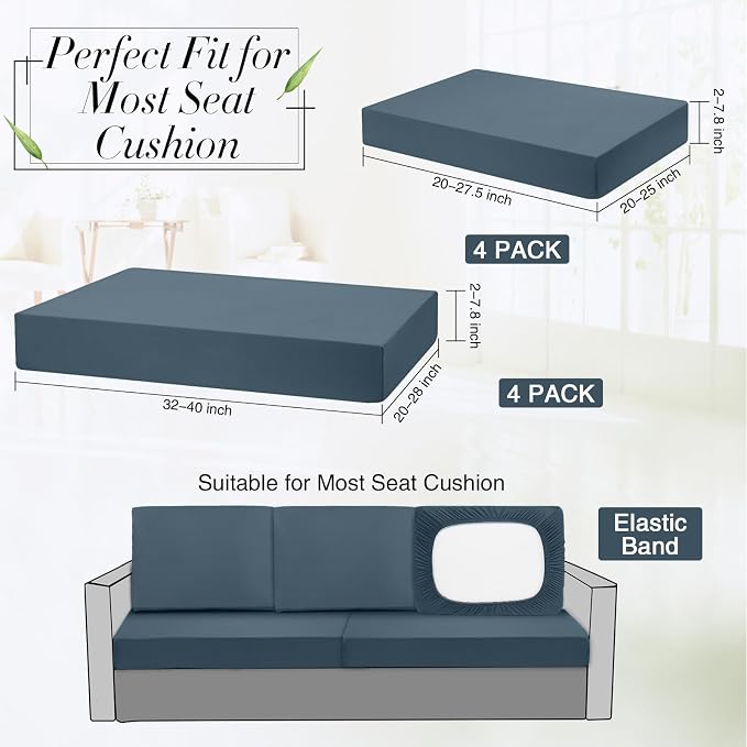 Newwiee 8 Pcs Stretch Patio Outdoor Cushion Covers Replacement, Elastic Fit and - Image 3