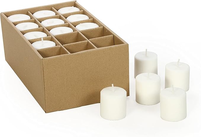 Hosley Set of 240 Unscented White Votive Candles – Bulk Pack, Clean-Burning, Long-Lasting 10-12 Hour Burn Time – Ideal for Weddings, Home Décor, Spa, and Events