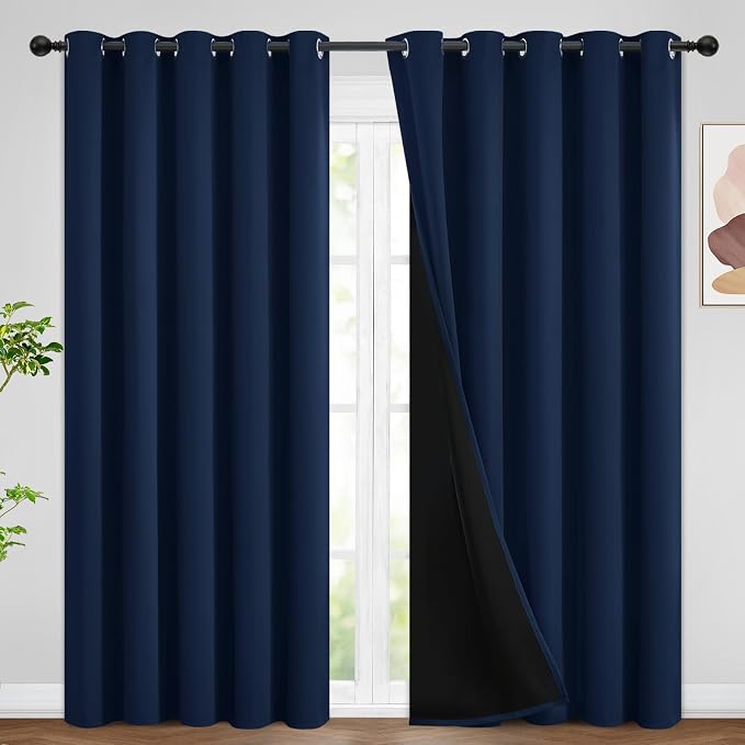 SimpleHome Navy Blue 100% Blackout Curtains Room Darkening Living Room 84 | by SimpleHome
