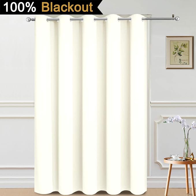 Yakamok Cream 100% Blackout Patio Door Curtain Panels W70 x L84, 1 Panel | - Image 2