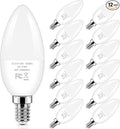 Brightever E12 LED Candelabra Light Bulbs 40W Equivalent, 4W Warm White 2700K Ceiling Fan Bulbs, Chandelier Candle Lights for Wall Lanterns, Pendant Lights, Non-Dimmable, Pack of 12