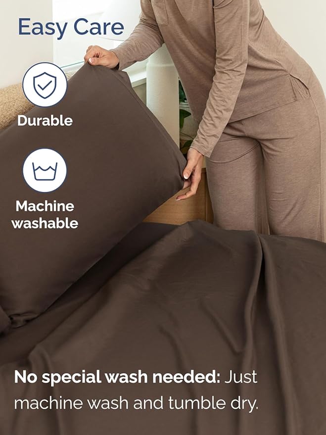 Extra Deep Twin Sheet Set - 4 Piece Breathable and Cooling Sheets - Hotel Luxury Bed Sheets Set - Easy & Secure Fit - Soft, Wrinkle Free and Comfy Sheets Set - Brown Sheet Set with Extra Deep Pockets