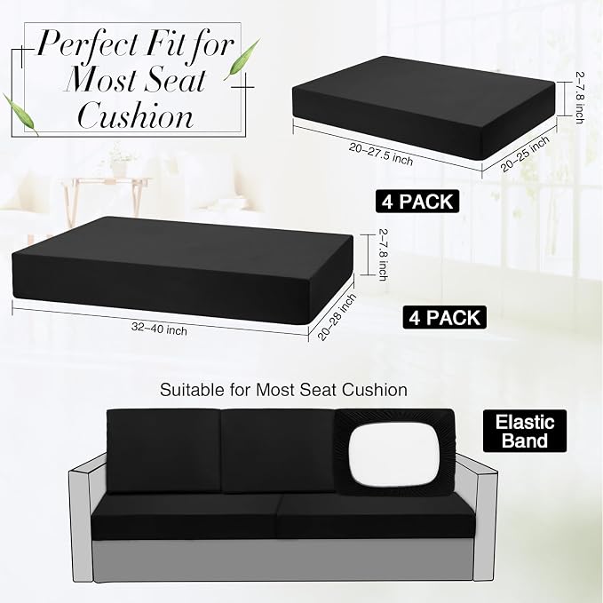 Newwiee 8 Pcs Stretch Patio Outdoor Cushion Covers Replacement, Elastic Fit and - Image 3