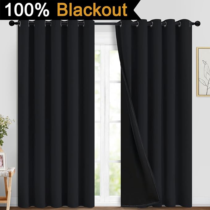 Yakamok Black 100% Blackout Curtains 84 Inches Long - Image 2