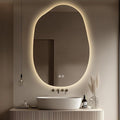 LED Bathroom Mirror with Lights 26x38, Stepless Dimmable Irregular Backlit Mirror with 3 Colors, Anti-Fog, Memory, Al-Alloy Lampshade, Frameless Vanity Mirror for Bathroom (Horizontal/Vertical)