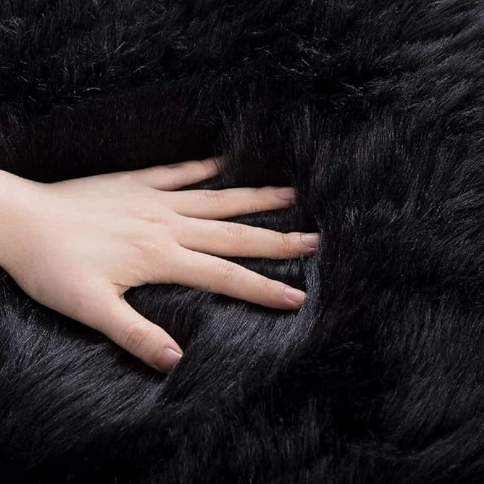 ORINOVA Black Fuzzy Living Room Washable Area Rugs - Image 8