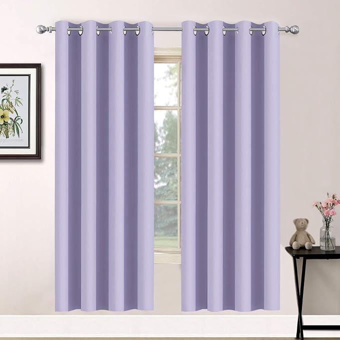 Yakamok Room Darkening Curtains 52x72 inch Length Lilac-Living Room | 2 panels by Yakamok