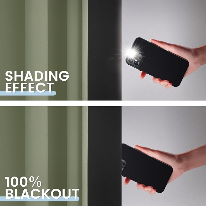 SimpleHome Light Sage 100% Blackout Curtains Room Darkening Living Room 84 | - Image 4