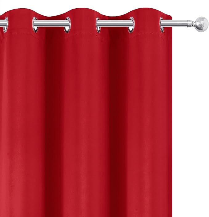 Blackout Curtains 66 x 54 Inch Long Bright Red Curtains Set of 2 Panels Room - Image 6