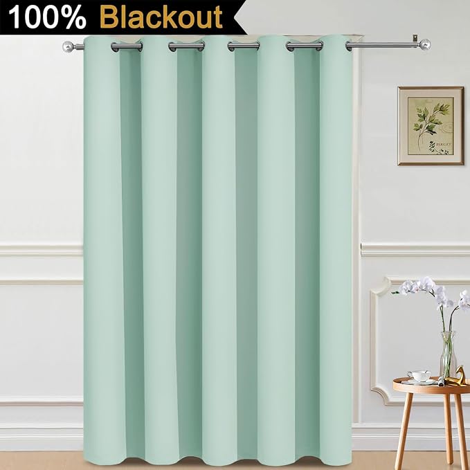 Yakamok Aqua 100% Blackout Patio Door Curtain Panels W70 x L84, 1 Panel | Noise - Image 2