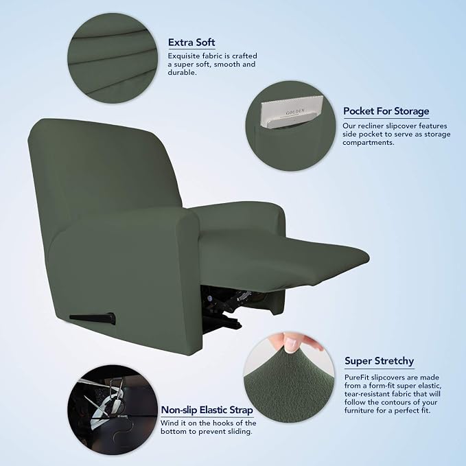 PureFit Stretc Recliner Chair Covers Fleece Soft Couch Covers - Image 3