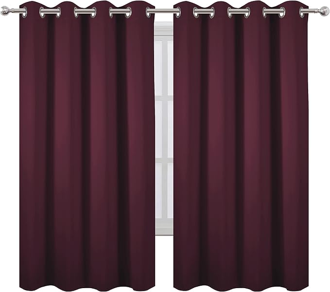 Burgundy Red Blackout Curtains 52 x 63 Inch Length/Set of 2 Curtain - Image 2