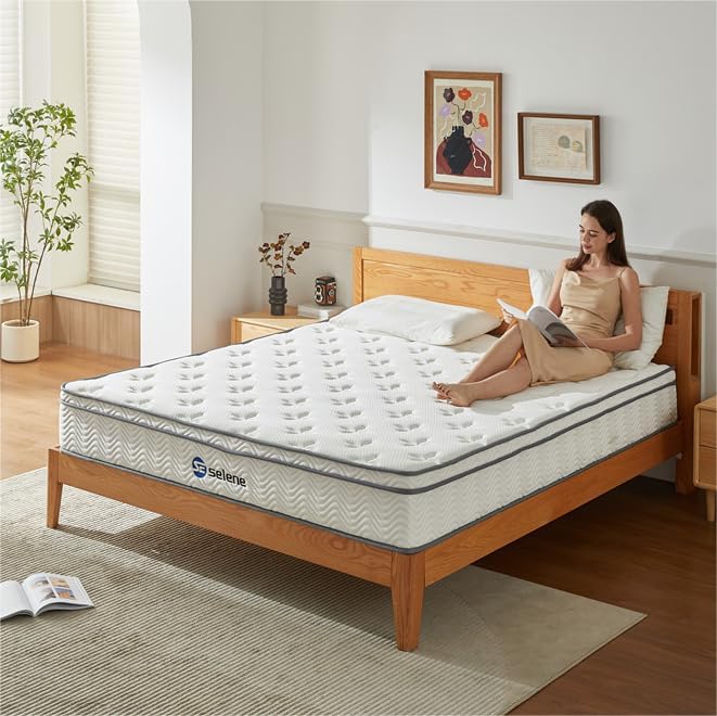Queen Mattresses, 10 Inch Mattress Queen Size with Pocket Spring and Memory Foam for Pressure Relief, Motion Isolation, Edge Support, Medium Firm Mattress in a Box, CertiPUR-US, White