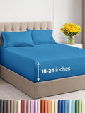 Extra Deep Twin XL Sheet Set - 4 Piece Breathable and Cooling Sheets - Hotel Luxury Bed Sheets Set - Easy Fit - Soft, Wrinkle Free and Comfy Sheets Set - Denim Blue Sheet Set with Extra Deep Pockets