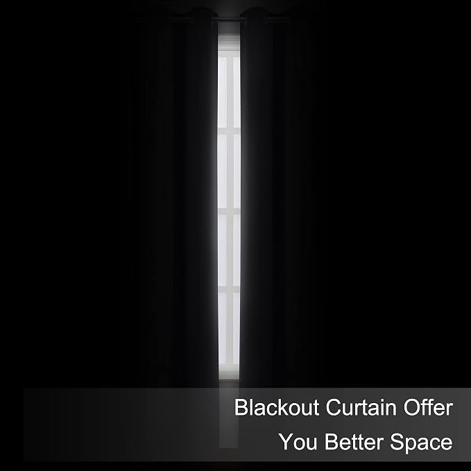 Blackout Curtains 42 x 95 inch/Dark Grey Curtains Set of 2 Panels/Thermal - Image 3