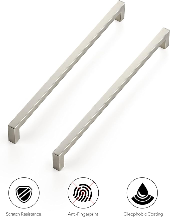 Ravinte 3 Pack 11-5/16 Inch Square Cabinet Handles Satin Nickel Pulls Brushed Nickel Drawer Pulls Kitchen Cupboard Hardware for Cabinets Cupboard Drawer Handles