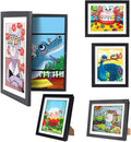 4-Pack Kids Artwork Frames Changeable - Kids Art Frame,Artwork Frames for Kids Art,Children Art Projects Kids Art Frames,8.5x11 Picture Frame for Display Kid Art work,With Storage(Black)