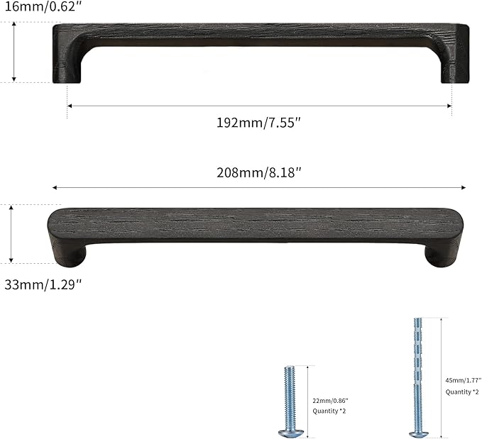 Black Round 7-1/2in 10 pcs Wooden Drawer Pulls Handle pulls for cabinets Kitchen Cabinet Drawer pulls Cabinet Door Pull