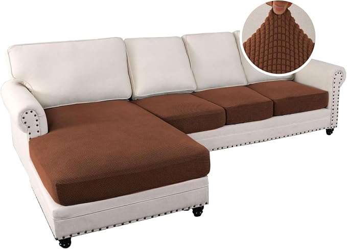 H.VERSAILTEX Sectional Couch Covers 4 Pieces Sofa Seat Cushion Covers L Shape - Image 2