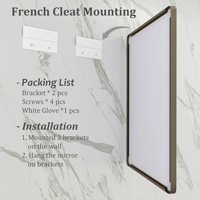 44x36 Bronze Bathroom Mirror, Brushed Metal Bathroom Vanity Mirrors for Wall, Rounded Corner Bronze Rectangle Mirror for Farmhouse, Bedroom, Anti-Rust (Horizontal/Vertical)