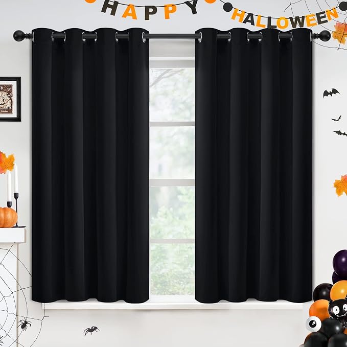 Yakamok Room Darkening Curtains 52x45 inch Length Black-Living Room | 2 panels by Yakamok
