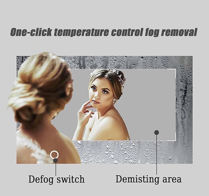 Half Moon LED Bathroom Mirror, Frameless Backlit Wall Mirror, Anti-Fog Smart Vanity Mirror,3 Colors Lights Dimmable Brightness and Time,Touch Switch (Right Semicircle, 110 * 77)