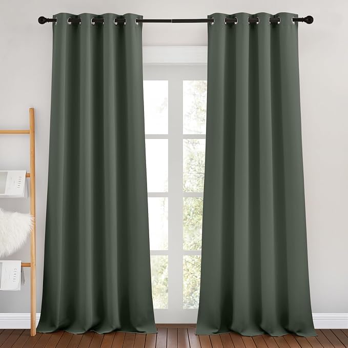 NICETOWN Dark Mallard Curtains 96 inches Long, Grommet Thermal Insulated by NICETOWN