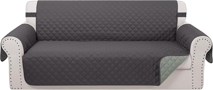 Reversible 4 Seater Sofa Cover 91" Large, Dark Grey | Couch Cover Furniture by LuxshareHome